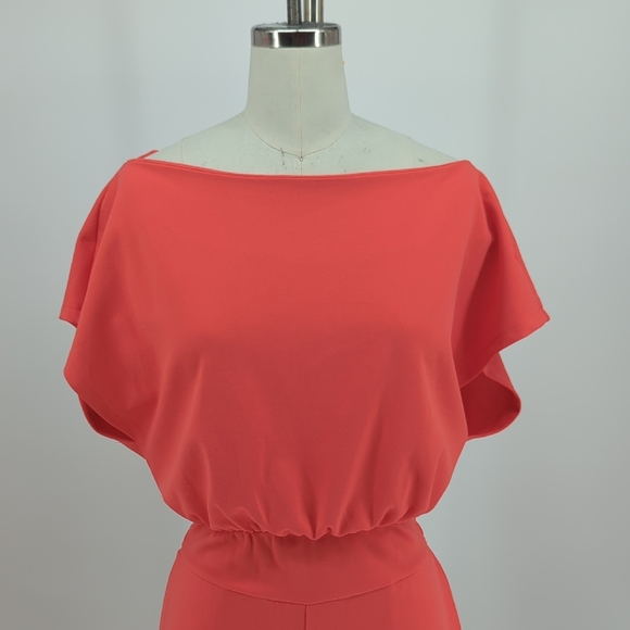 00163 NY Co Boatneck Wide Leg Jumpsuit Red Orange size Small Business casual - Picture 3 of 9
